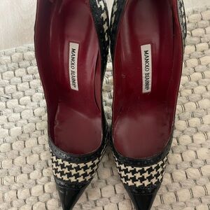 Manolo Blahnik Black and White Heels with Classic Design